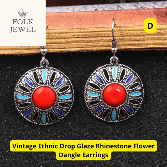 Acquista Orecchini pendenti stile bohémien vintage da donna punk etnico foglia pietra orecchini pendenti eleganti orecchini pendenti alla moda gioielli di moda in Italia a partire da 2.2