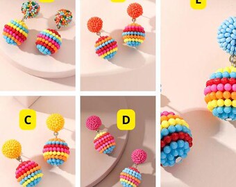 Boho Multicolor Perlen Tropfen Ohrringe - Lebendige Statement Schmuck für Frauen