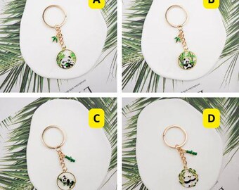 Cute Panda Keychain with Bamboo Charm, Animal Lover Gift, Stylish Keyring for Bags or Purses, Perfect Panda-Themed Gift for All Ages