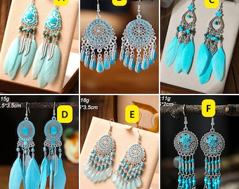 Turquoise Chandelier Earrings with Intricate Silver Detailing, Boho Statement Earrings for Women Nature-Inspired Jewelry Gift Artistic Style