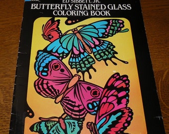 Butterfly Stained Glass Coloring Book Ed Sibbett Jr 1985