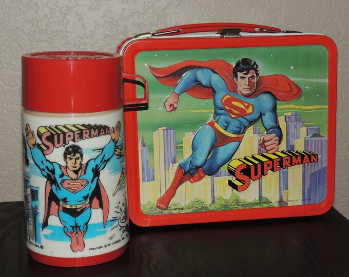 1978 SUPERMAN Lunch Box and Thermos by Aladin 89 Condition Etsy