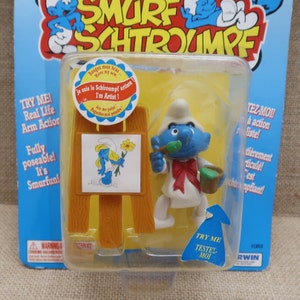1996 SMURF Schtroumpf ARTIST Figurine Never Removed from the Original card