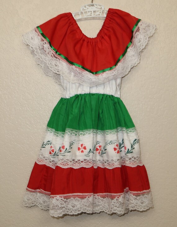 Vtg Little Girls Mexican Fiesta Dress - image 5