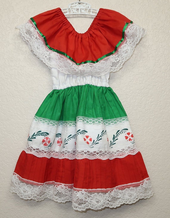 Vtg Little Girls Mexican Fiesta Dress - image 1