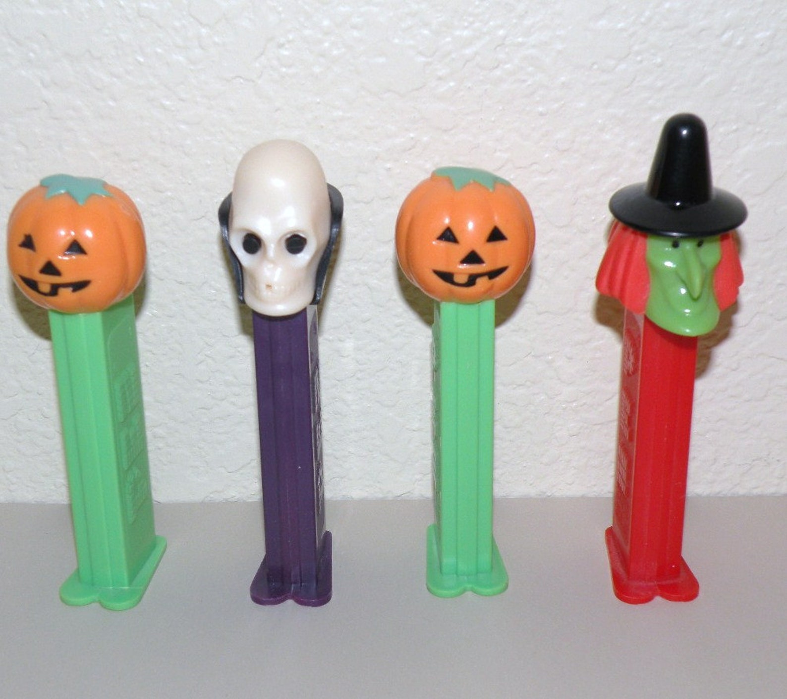 4 PEZ Dispensers Halloween Pumpkin Skelton and Witch Etsy