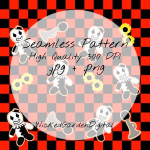 seamless clown pattern, seamless clown design, repeating clown pattern, repeating clown design, seamless horror pattern, scary clown design