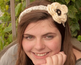 Crocheted flower headband