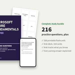 Microsoft Azure Fundamentals AZ-900 Study Bundle | 216 Practice Questions + 268 Flashcards + Anki Deck | 2026