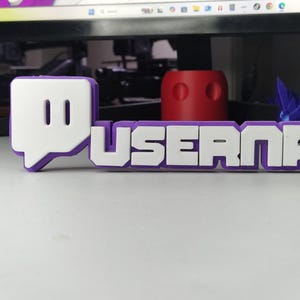 Custom Twitch Name Plate | Personalized Twitch Name Sign | 3D Printed Gamer Tag | Custom Streamer Desk Plaque | Twitch Stream Setup Decor