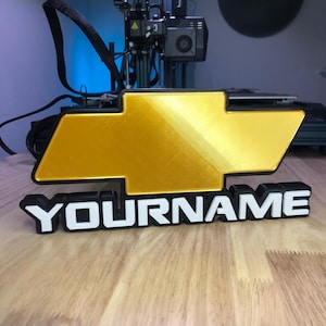 Custom Chevy Name Plate | Personalized Chevy Name Sign | 3D Printed Chevrolet Plaque | Chevy Truck Nameplate | Car Enthusiast Gift