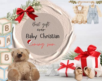 Digital pregnancy announcement, baby announcement template, Christmas pregnancy announcement