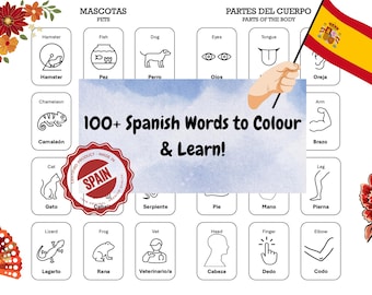 100+ Colour-in Spanish Flash Cards for Vocabulary Learning