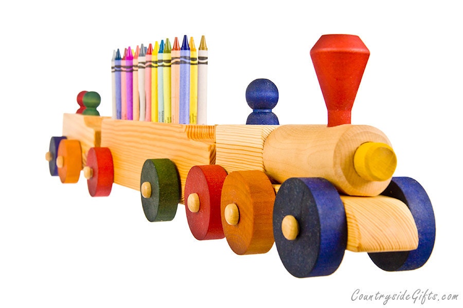 Crayon Holder Wooden Train Crayon Holder 3 Car Handcrafted Etsy