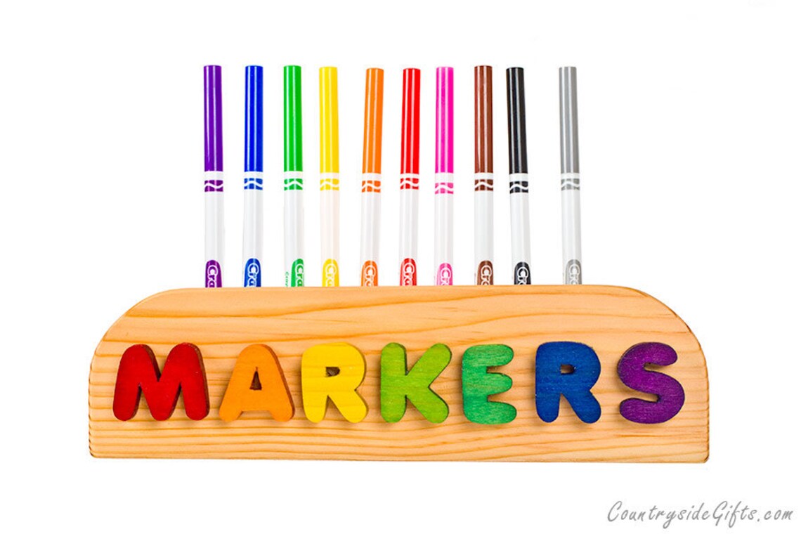 Marker Holder Personalized Name Wooden Marker Holder Etsy