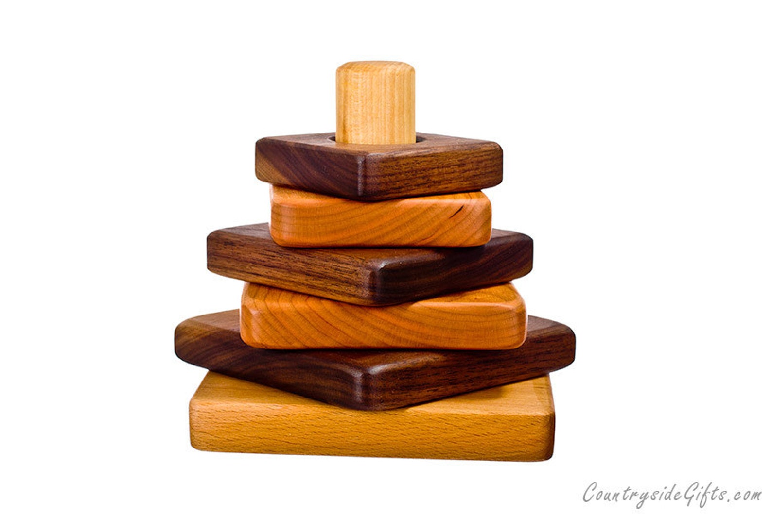 Stacker Blocks Hardwood Square Stacker Toy Natural for Etsy