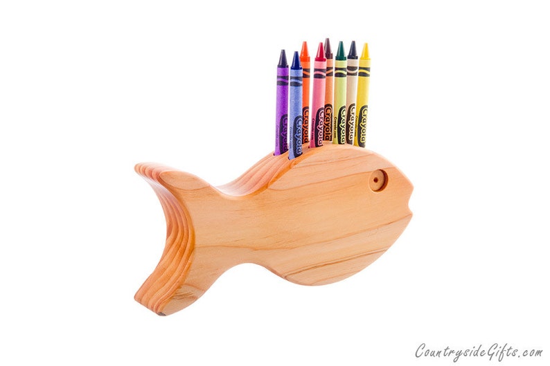 Soporte soporte de madera peces crayón madera naturales y | Etsy