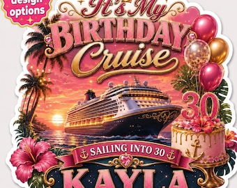 Personalized Birthday Cruise Magnet, Custom Cruise Door Decoration, Cruise Cabin Magnet, 30th Birthday Vacation Gift, Cruise Lover Gift