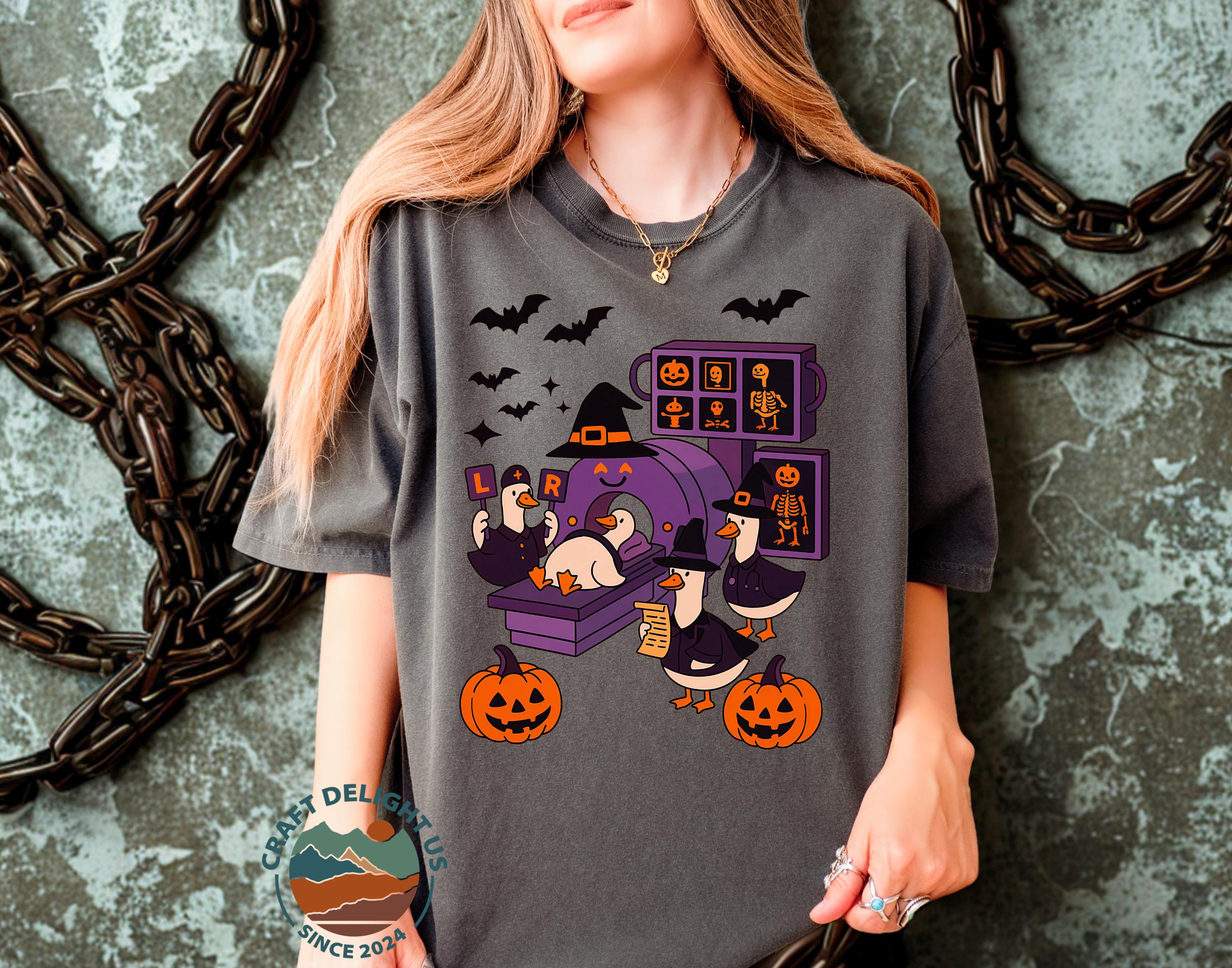 Radiology Shirt, Halloween Goose Mri Skeleton Pumpkin Graphic Tee