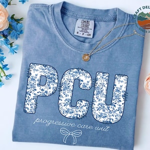 Nurse Shirt, Toile PCU Nurse Tshirt, Coquette Bow Nurse T-Shirt, Progressive Care Unit Nurse Tee Shirt Nurse Appreciation Gift for Her