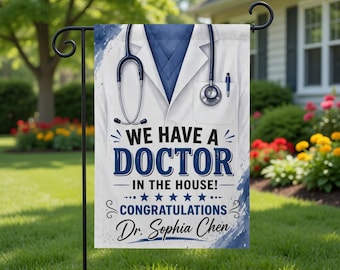 Spersonalizowana flaga ukończenia studiów doktoranckich, spersonalizowana flaga doktorska, flaga klasy 2026, prezent z flagą dla doktora, dekoracja flagi z gratulacjami dla doktora