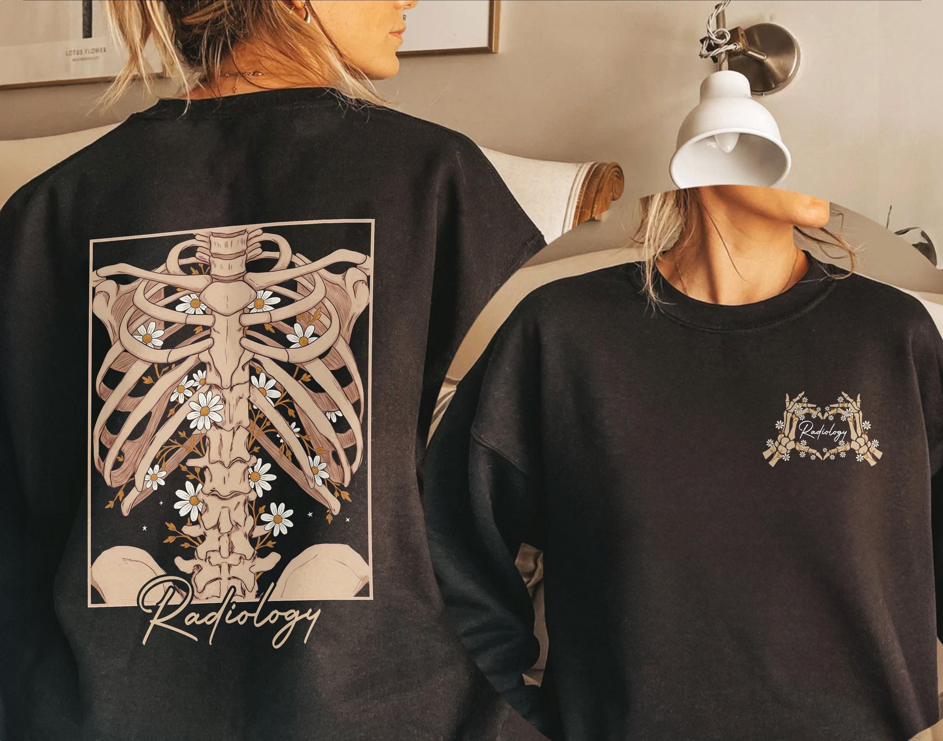 Personalized Floral Xray Tech Skeleton Sweatshirt, Dark Botanical Shirt ...