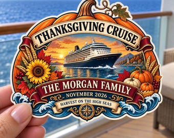 Personalized Thanksgiving Cruise Door Magnet, Custom Cruise Door Magnet Personalized Thanksgiving Family Holiday Cruise Gift Cruise Lovers
