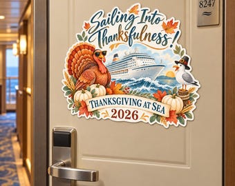 Thanksgiving Cruise Door Magnet, Custom Cruise Door Magnet Non Personalized Thanksgiving Family Holiday Cruise Gift