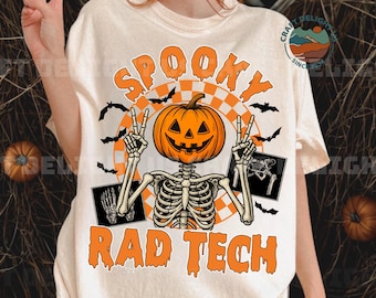 Camiseta espeluznante de técnico de radiología / Camiseta de técnico de rayos X con esqueleto de Halloween / Camiseta divertida de radiología para regalo de tecnólogo radiológico