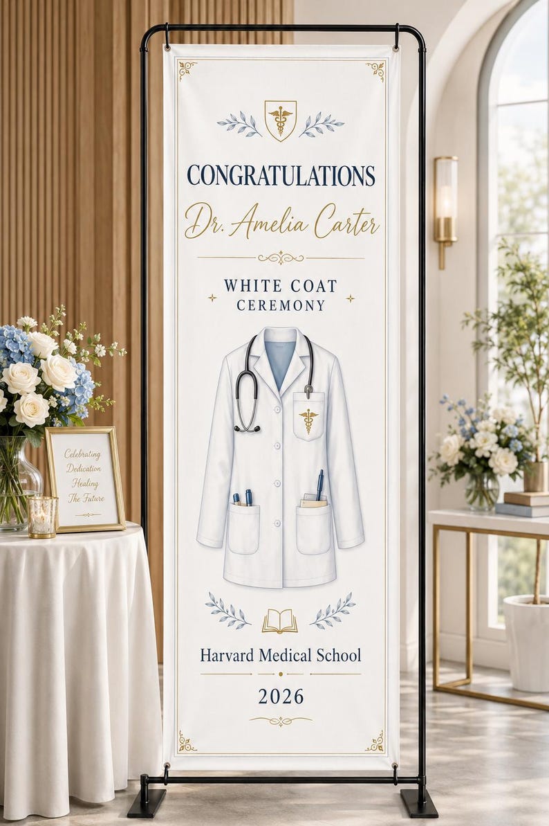 Doctor Prom Sign Dr Graduation Welcome Banner Medical School Graduation Decor Resident ...