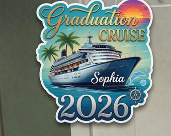 Personalized Graduation Cruise Vinyl Magnet, Custom Name Class of 2026 Cabin Door Decor, Senior Trip Gift
