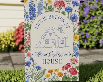 Personalized Floral Garden Flag, Nana Grammy Grandmother Personalized Flag |Grandparents Custom Names | Mother's Day Mimi Gigi Mamaw