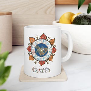Cancer Zodiac Ceramic Mug, Astrology Tea Cup, Horoscope Coffee Mug, Birthday Gift, Constellation Drinkware, Celestial Kitchen Decor