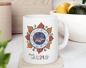 Kubek zodiaku Byk: filiżanka do kawy z astrologią niebiańską