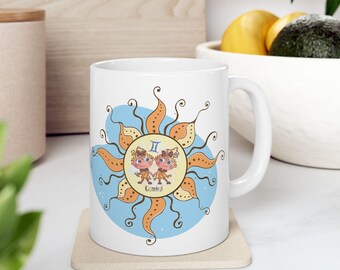 Mug Zodiaque Gémeaux : tasse à café astrologie céleste