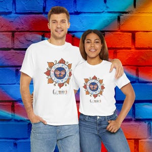 Gemini Zodiac Adult Unisex T-Shirt | Astrology Graphic Tee for Gemini Sign | Horoscope Birthday Gift Shirt | Zodiac Sunburst Tee