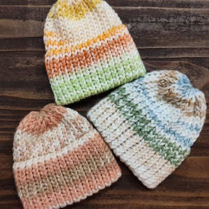 Pastel Baby Hat / Chunky Knit Baby Beanie / Baby Shower Gift