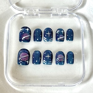 Cosmo Glitter 3D Press-on Nail Set | Short Square | Handmade and Reusable | Free Tool Kit