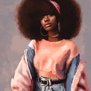 Arts by Adaa, Black Art Print, Black Female Artist, African American Art, Afro Art, Black Retro Art, Female Art, African Art, Black Wall Art