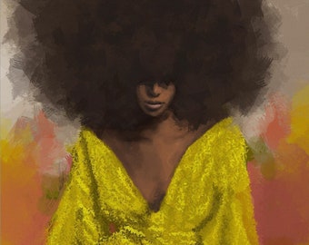 Sunshine Fierce by ArtsbyAdaa: Black Art, African American Art, Afro Art, Black Art Print, Female Art, Black Female Art, African Wall Art