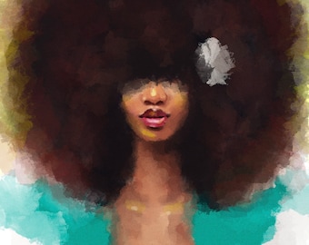 Afro Woman Art Print: Vibrant African American Wall Art