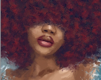 ArtsbyAdaa: Afro Woman Art Print - Black Female Portrait