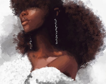 Winter's Glow Art Print: African American Woman Portrait