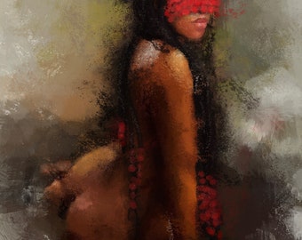 Godin Art Print: zwart vrouwelijk portret, Afro-Amerikaanse muurkunst