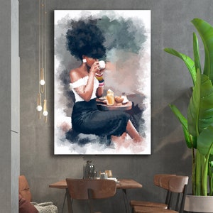 The Tea by ArtsbyAdaa: Black Art, African American Art, Afro Art, Black Art Print, Female Art, Black Female Art, African Wall Art