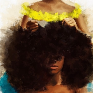 Black Woman Afro Art Print: Vibrant Colors, Arts by Adaa