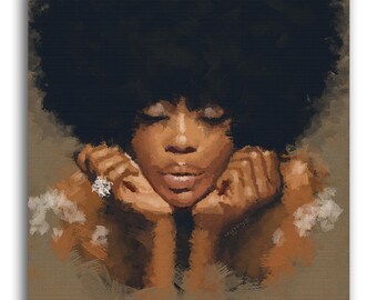 Black Woman Art Print: Afro Retro Style, African American Wall Art