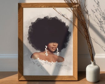 Black Woman Art Print: Afro Beauty Portrait