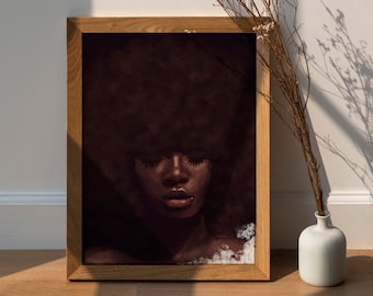 ArtsbyAdaa: Afro Woman Art Print - Black Female Portrait