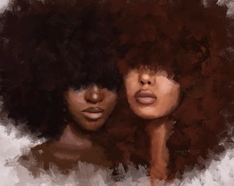 My Sister by Arts by Adaa - Black Art, Wall Art, Afro Art, Black Female Art, Female Art, Black Female Art, African Wall Art, Art Prints